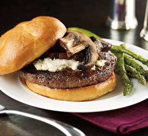 Prime Rib Burger Platter with Asparagus