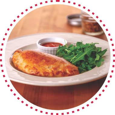Burger calzone on plate
