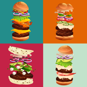 four burger builds
