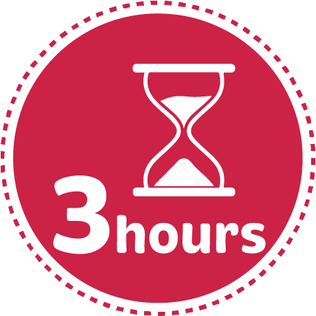 3 hours hourglass icon
